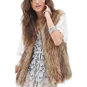 Tanming Women's Fashion Autumn and Winter Warm Short Faux Fur Vests (Medium, Grey)
