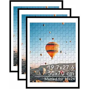 19.7x27.6 Puzzles Frame for 50x70 cm Puzzle Poster Photo Picture, Display 18x24 with Mat or 19.7 x 27.6 without, Wall Hanging 19.7 by 27.6 inch 1000 Pieces Puzzles Frame, Black