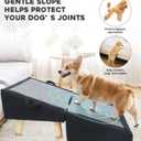 Dog Stairs for Small Dogs and Cats 2-in-1 Dog Ramp for Couch and Low Bed, 16.5'' Foldable Wooden Pet Ramp, Sturdy Multi-Use Split Ottoman Design, Dark Blue