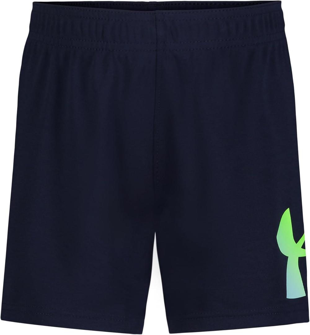 Under Armour Boys' Performance Tech Shorts, Elastic Waistband, Lightweight & Fast-Drying (5T, Black Boost Printed)