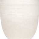 Creative Co-Op Large Matte White Embossed Stoneware Planter