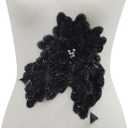 Beaded Appliques Handcrafted Sequin Clothing Accent 3D Lace Beads Flower Patches Sew on Tiny Sparkling Floral Accessory DIY Sequin Craft (Bead Black)