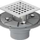 Neodrain Square Shower Drain,4 inch Stainless Steel 304 Grate and PVC Drain Body, Grate with Brushed Nickel Finish, Kit Includes Hair Trap/Strainer,Lifting Hook and PVC Drain Base (4 In, Brushed)