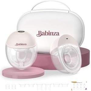 Babinza Breast Pump, Wearable Breastfeeding Pump BP201, Breast Pump Hands Free, 2 Pack, Pink