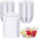 Aoriher 100 Pack Clear Plastic Salad Bowl with Lid Disposable 16.9oz Clear Plastic Bowls Serving Container for Soup Fruit Lunch Meal Wedding Travel Meal