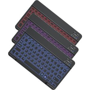 OMOTON Bluetooth Keyboard, Wireless Rechargeable Keyboard for iPad, iPad Pro, iPad mini, iPad Air with Illuminated LED (Black), Pack of 1 