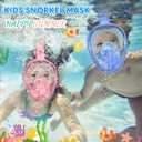 Kids Snorkel Mask Full Face, Snorkeling Gear for Kids with Camera Mount, 180 Degree Panoramic View Snorkeling Set Anti-Fog Anti-Leak
