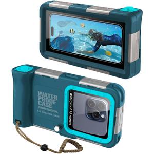 Underwater Snorkeling Diving Case for iPhone 17/16/15/14/13/12 Air/Pro Max/Plus/Pro(Volume Button on The Left),[50FT/15M] Universal Professional Scuba Waterproof Phone Cover, Teal