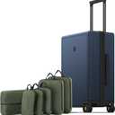 LEVEL8 Carry on Luggage Airline Approved, Small Carry on Suitcases with Wheels, Lightweight Hardside Textured Luggage for Travel, Tsa Approved, 20-Inch, Navy