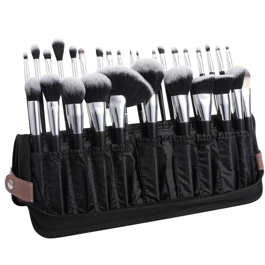 DUcare Makeup Brushes Organizer 30pcs Folding Travel Cases Makeup Brushes Stand-up Cosmetic Bag Artist Storage (only bag)