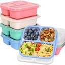 8 Pack Stackable Snack Containers, 3-Compartment Bento Box for School, Office, Travel Meal Prep with Lids