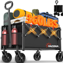 Yozoia Wagons Carts Foldable, Lightweight Portable Utility Shopping Cart with Wheels, Folding Grocery Wagon Cart for Grocery, Camping, Shopping, Beach, Garden, Sports Black