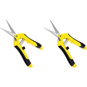 iPower 6.5 Inch Gardening Scissors Hand Pruner Pruning Shear with Straight Stainless Steel Blades, Yellow, 2-Pack