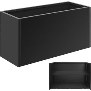 Metal Planter Box 30 x 12 x 16, Heavy Duty Tall Rectangle Planter Box with with Drainage Holes & Rust-Proof Coating, Modern Outdoor/Indoor Black Planter Box for Porch, Garden, Patio, Yard