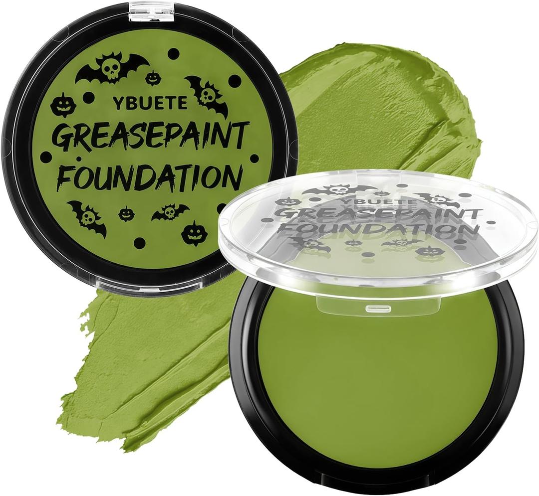 Ogre Green Foundation Oil Based Face Paint, Professional Green Greasepaint for St. Patrick's Day, Halloween Face Painting for Witch Shrek Hulk Goblin Monster for Adult Carnival & Costume Party