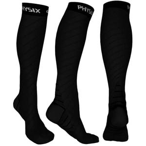 Physix Gear Compression Socks - Best Men & Womens Compression Sock for Circulation, Running, Nurses, Athletic Use Sock Compression, Blood Pressure Socks, Calcetines de , All, Black, S/M