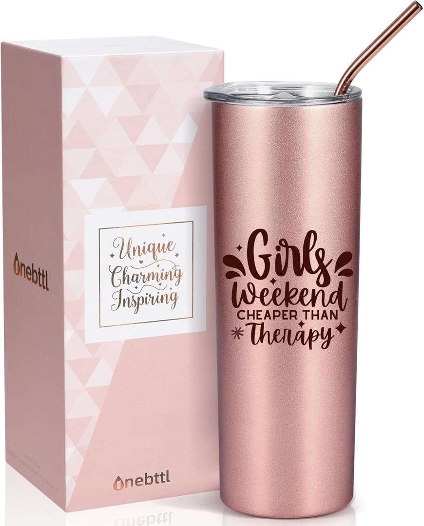 Onebttl Girls Weekend Gifts for Women, Teen Girl Gifts for Bestie BFF Sisters, Friend Appreciation Gifts, 20 oz Insulated Tumbler, Rose Gold