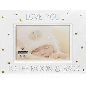 Malden International Designs Baby Memories Love You To Wood With Gold Foil Accents Picture Frame, 4x6, White