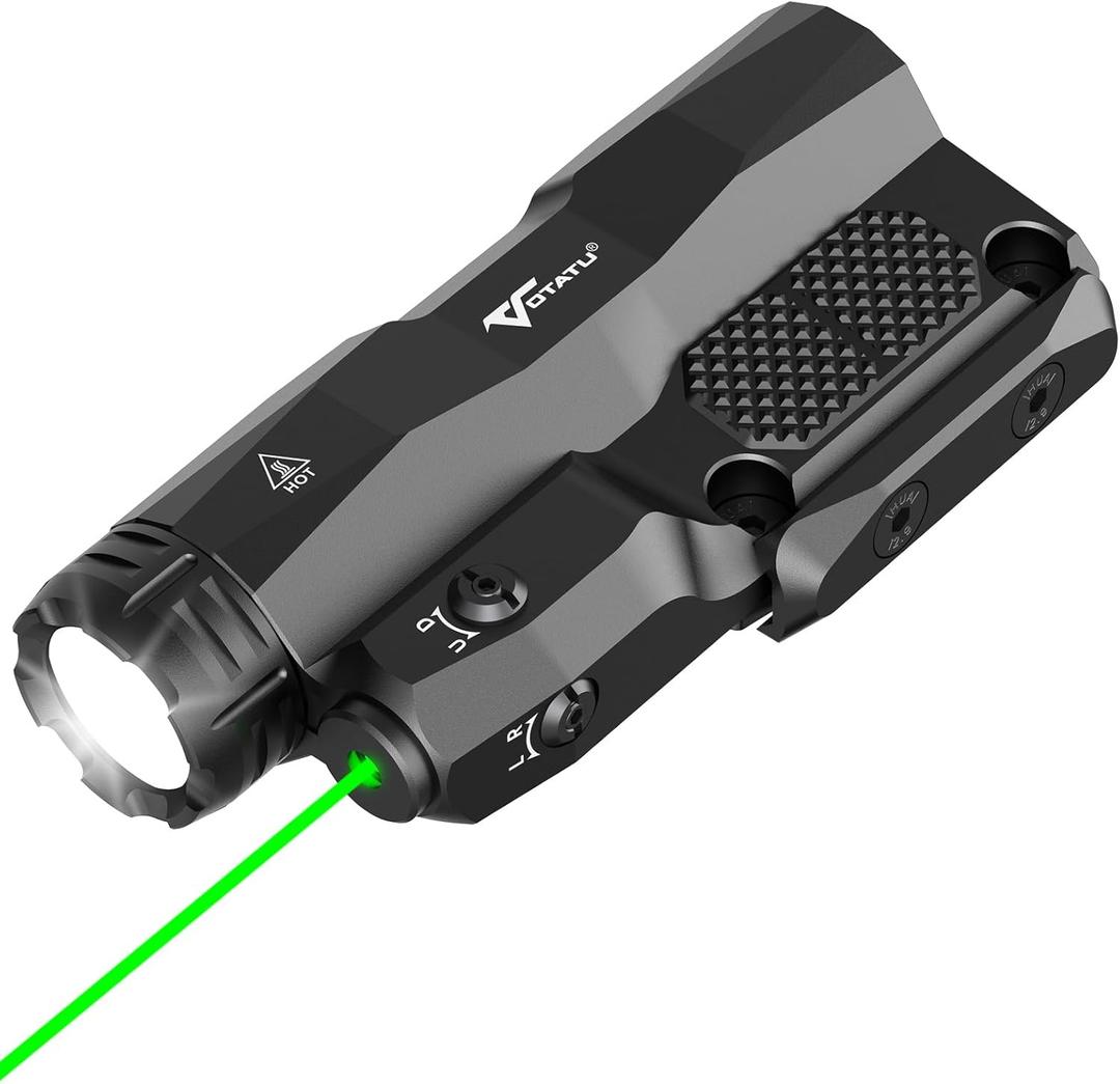 VOTATU M6L-G Picatinny/Mlok Flashlight Laser Combo Built-in Touch Pad Switch, Max 2400 Lumens LED Light and Green Laser with Tactical Strobe Mode, USB Magnetic Rechargeable (Black)