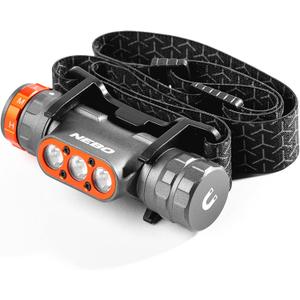 NEBO Transcend 1500 Rechargeable Headlamp | 1,500 Lumens, 5 Light Modes, Detachable Magnetic Work Lamp, Waterproof, Bright LED Head Light for Hiking & Camping, Includes USB Charging Cable