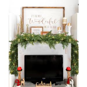 DearHouse 9Ft Artificial Christmas Pine Garland with 100LED Lights, Winter Greenery Garland for Holiday Season Mantel Fireplace Table Runner Centerpiece Decoration