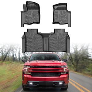 Mixsuper Liner Floor Mats for 2019-2025 Chevy Silverado 1500/GMC Sierra 1500, 2020-2025 Chevy Silverado/GMC Sierra 2500HD/3500HD Crew Cab with Rear Underseat Storage Box, Front Bucket