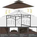Grill Gazebo Replacement Canopy Top Only - 5' x 8' Outdoor BBQ Gazebo Canopy Roof, Waterproof Double Tiered Shelter Cover Fit for Model L-GG001PST-F