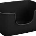 SpaceTime Extra Large Litter Box with High Sides,XL Low Entry Multi Cat Litter Pan for Kittens,Jumbo Litter Boxes for Big Cats,Anti-Splashing Cat Boxes for Indoor Cats,Open Top,Easy to Clean (Black)
