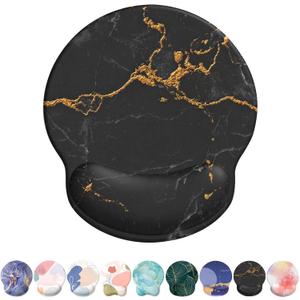 eulps Mouse Pad with Wrist Rest, Comfortable Computer Mousepad with Gel Wrist Support Smooth Surface and Non-Slip PU Base for Pain Relief, Laptop, Office & Home (Black Marble)