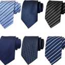 Adulove Extra Long Ties for Men Big and Tall Neckties Woven Jacquard Classic Neck Tie Business Wedding (XL-63", Multicolore) 6 Pack