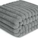 Waterproof Dog Blanket for Bed, Luxury Plush Washable Large Dogs Blankets for Furniture Protection, Super Soft Calming Pet Blanket for Indoors (Grey, 60"x80")