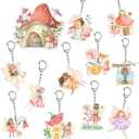 Fairy Party Favors 12 PCS Acrylic Woodland Fairy Key Chains for Birthday Decorations, Garden Fairy Party Gifts, Classroom Prizes