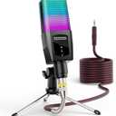 Multifunction Condenser Microphone, RGB Light Gaming Mic, 3.5mm XLR, Plug and Play for PC/Laptop/Audio Interface Mixer/Sound Card, Cardioid Studio Condenser Recording Mic for Podcast Streaming Singing