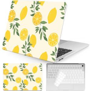Seorsok Compatible with MacBook Air 13 Inch Case2022 2021 2020 2019 2018 Release A1932 A2179 M1 A2337 Touch ID,Cute Plastic Hard Shell Case with Keyboard Cover,Lemon