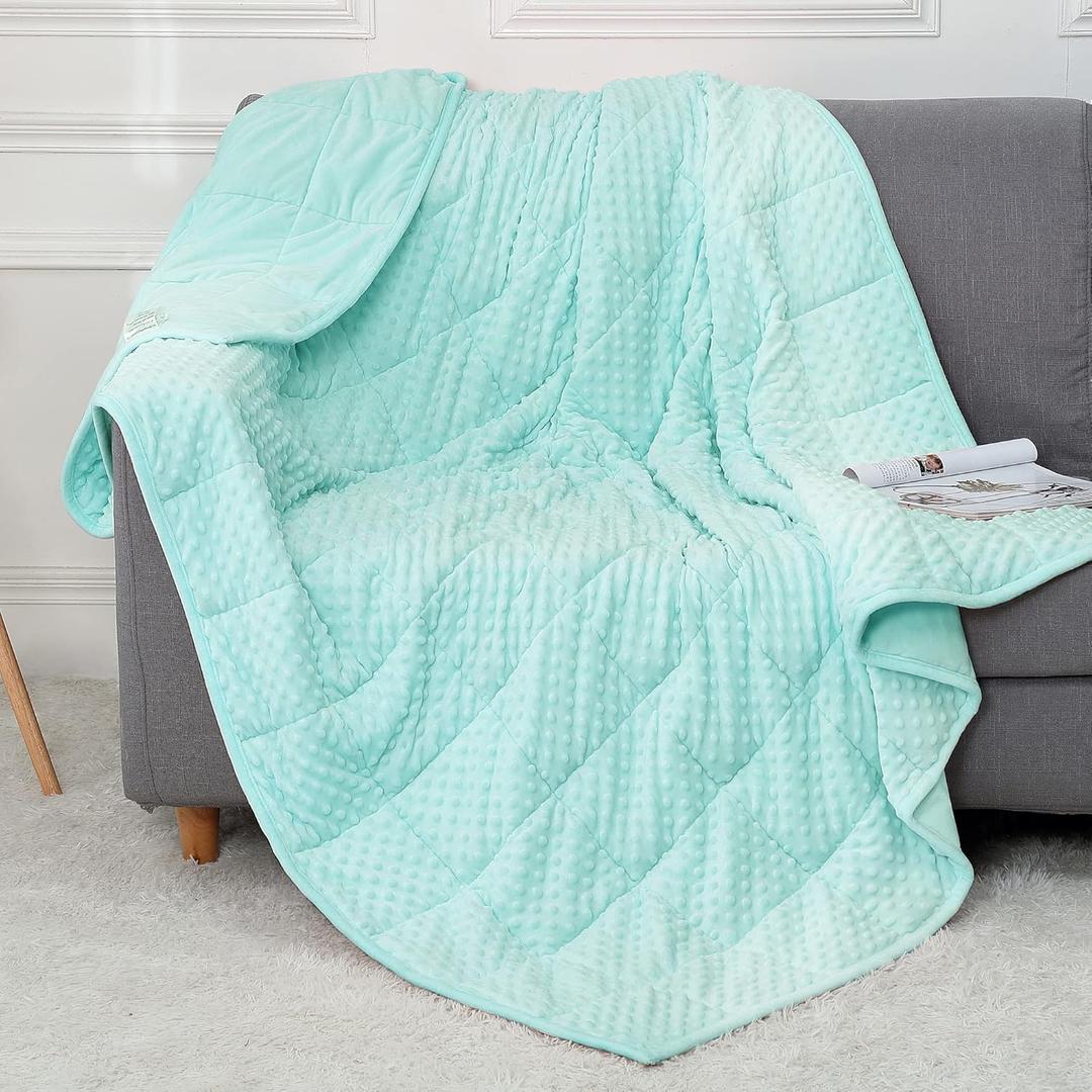 Alomidds Weighted Blanket (60"x80",20lbs Queen Size - Teal), Heavy Blankets for Adults, Cooling Breathable Soft and Comfort Minky, Gravity Blanket Microfiber Material with Glass Beads