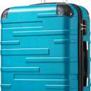 Coolife Luggage Suitcase Carry-on Hardside Travel Luggage TSA Lock Spinner Telescopic Handle (lake blue)