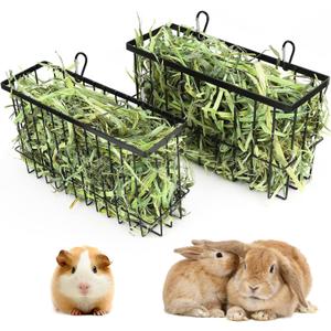 2PCS Rabbit & Guinea Pig Hay Rack with Heavy Duty Metal Frame - Pet Grass Feeder for Small Animals