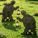 nawaza Turtle Metal Garden Stakes Decorative 2Pack,Solar Lights Outdoor Garden Decor Stake,Birthday Gifts for Mom Women,Decorative Metal Housewarming Ornament for Lawn Patio Yard Pathway Black.