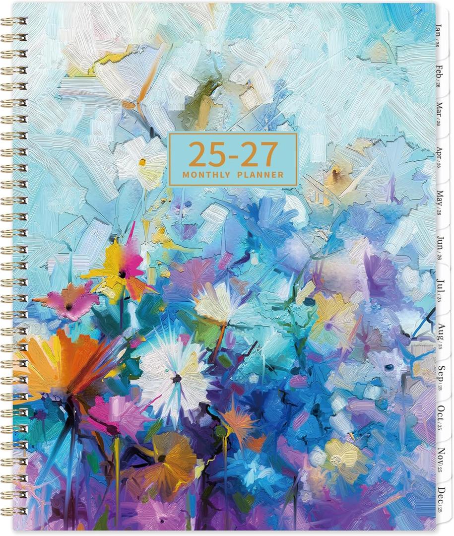 Monthly Planner/Calendar - 2 Year Monthly Planner 2025-2027, 9" x 11", July 2025 - June 2027, Calendar 2025-2027, Holidays, Monthly Tabs, Inner Pocket, Note Pages