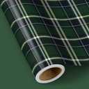 RUSPEPA 30" X 100' Reversible Christmas Wrapping Paper Large Paper Roll, Jumbo Roll, Dark Green Plaid Tartan and Solid Green Double Sided Gift Wrap Paper for Holiday, Xmas Party, Family Gathering