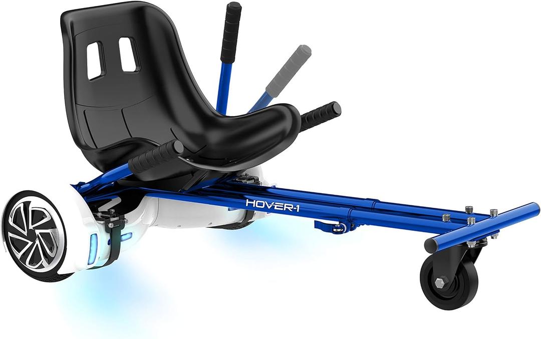 Hover-1 Buggy Hoverboard Attachment - Compatible with Most 6.5" & 8" Electric Hoverboards, Hand-Operated Rear Wheel Control, Adjustable Frame & Straps, Easy Assembly & Install Hoverboard Go Kart (Blue)