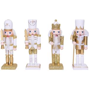 4PCS Christmas Nutcracker Decorations Ornament,5.5 inch Wooden Soldier Decor Xmas Tree Hanging Nutcracker Soldier Set for Tree Table Decor Gifts