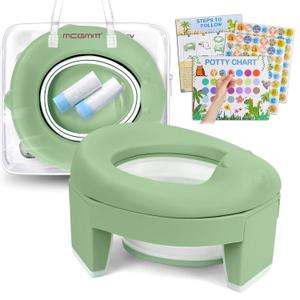 MCGMITT Portable Potty for Kids Travel - Foldable Training Toilet Chair for Toddler Girls with Storage Bags, Potty Training Toilet for Outdoor and Indoor Easy to Clean(Green)