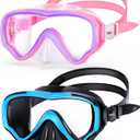 Kids Swim Goggles with Nose Cover, Anti Fog Wide View Clear Swim Mask for Kids Youth 3-15, Anti-Shattered No-leak (D-Pink & Black (2 pack))