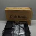 SNTD Dish Drying Rack - Extendable Dish Rack, Large Sink Drying Dish Drainer for Kitchen Counter, Stainless Steel Dish Strainer with Utensil Holder (Black)
