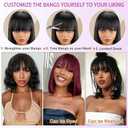 Bob Wig Human Hair With Bangs Glueless 2x4 HD Lace Colsure Wigs, Ready to Go Short Wigs For Women Beginner Friendly (Natural Black, 10 inch)
