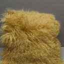 SARO LIFESTYLE Mongolian Lamb Fur Poly Filled Throw Pillow (16"x16", Gold)