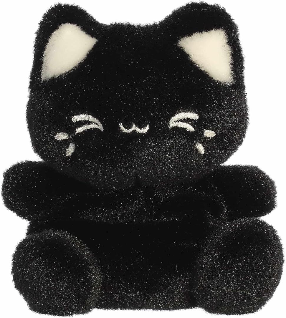Aurora Enchanting Tasty Peach Meowchi Palm Pals Stuffed Animal - Bright & Colorful Design for Room Decor - Perfect for Adults, Kids, and Birthdays - Black Sesame 5 Inches