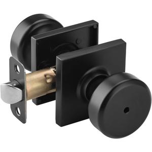 Black Interior Door Knobs for Bathroom & Bedroom, Pismo Doorknob Turn Lock with Square Rosette, Heavy Duty Privacy Door Knob with Lock