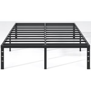 NEW JETO Metal Bed Frame,Queen Size Bed Frame with Storage Space,Heavy Duty Sturdy Mattress Foundation,Easy Assembly,No Box Spring Needed, Black,14 Inch,Queen